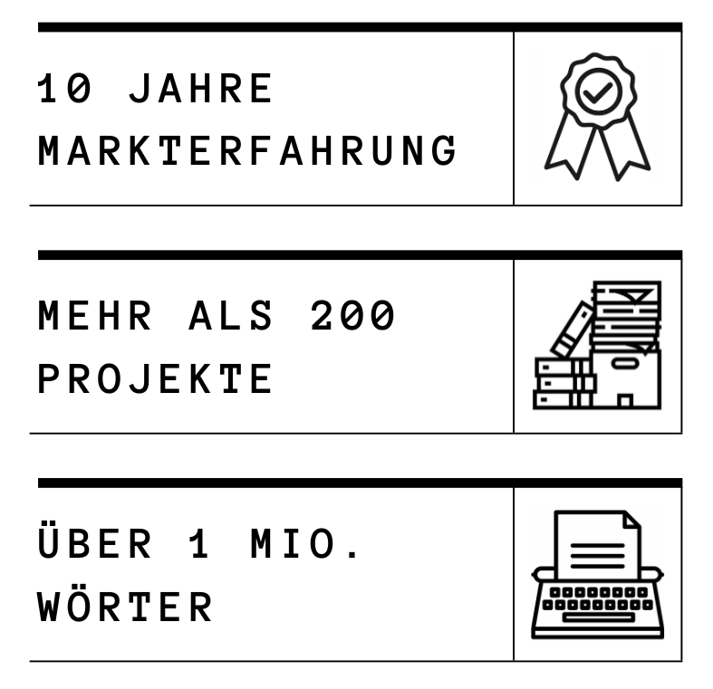 Eine  Darstellung mit Informationen zur langjährigen Erfahrung des Unternehmens.